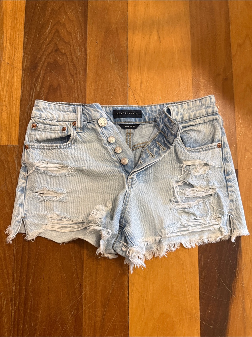 Aeropostale Light Wash Distressed Denim Cutoff Shorts